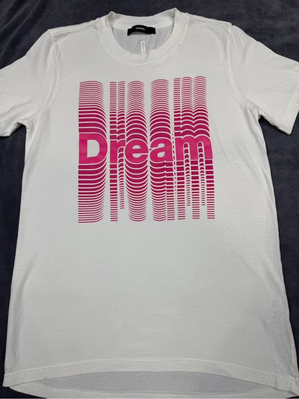 Diesel White Tee with Pink Gradient "Dream" Graphic - Picture 3 of 5